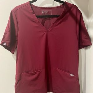 Women’s Maroon Figs Casma Scrub Top XL